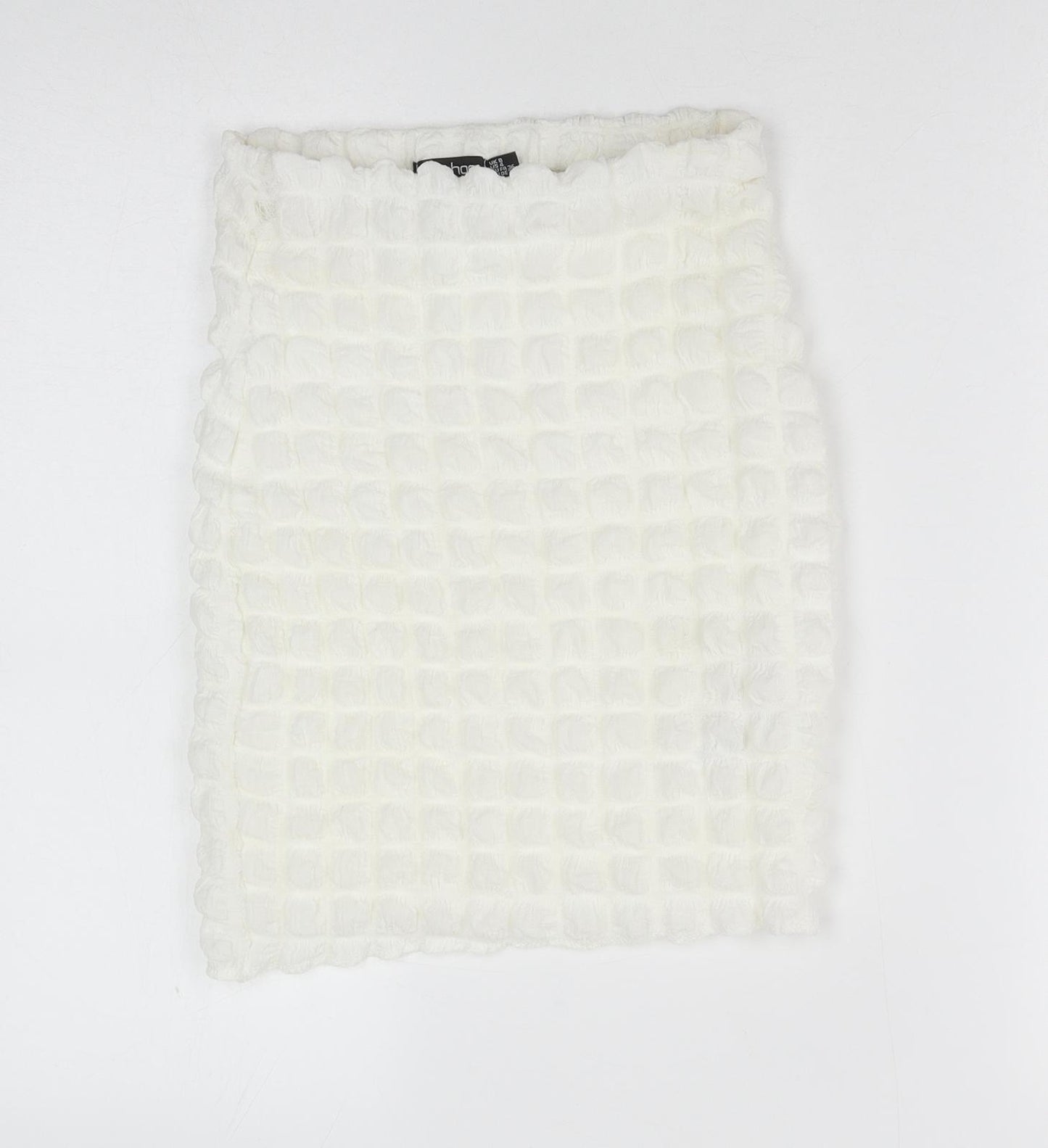 Boohoo Womens White Geometric Polyester Bandage Skirt Size 8