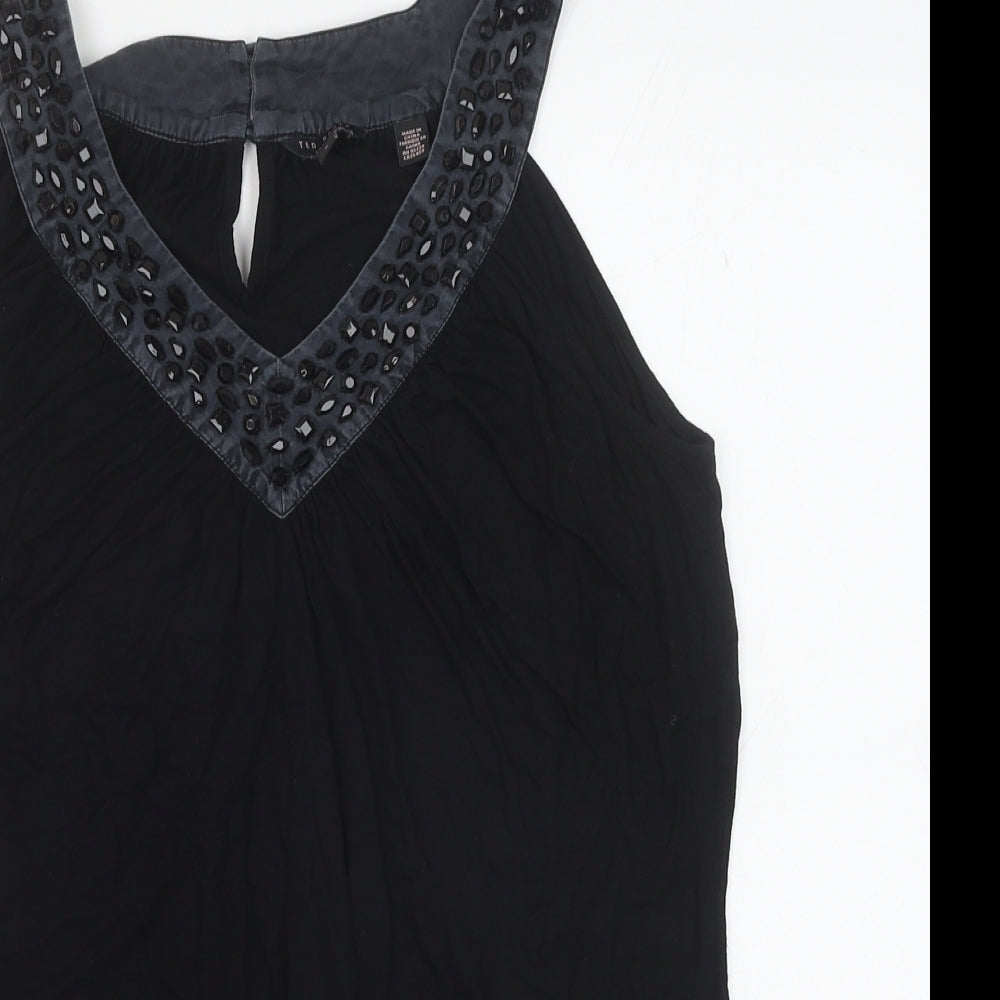 Born By Ted Baker Womens Black Cotton Basic Tank Size M V-Neck