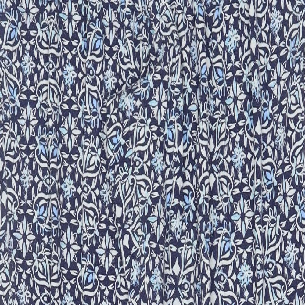 Nutmeg Womens Blue Geometric Viscose Trousers Size 12 Regular