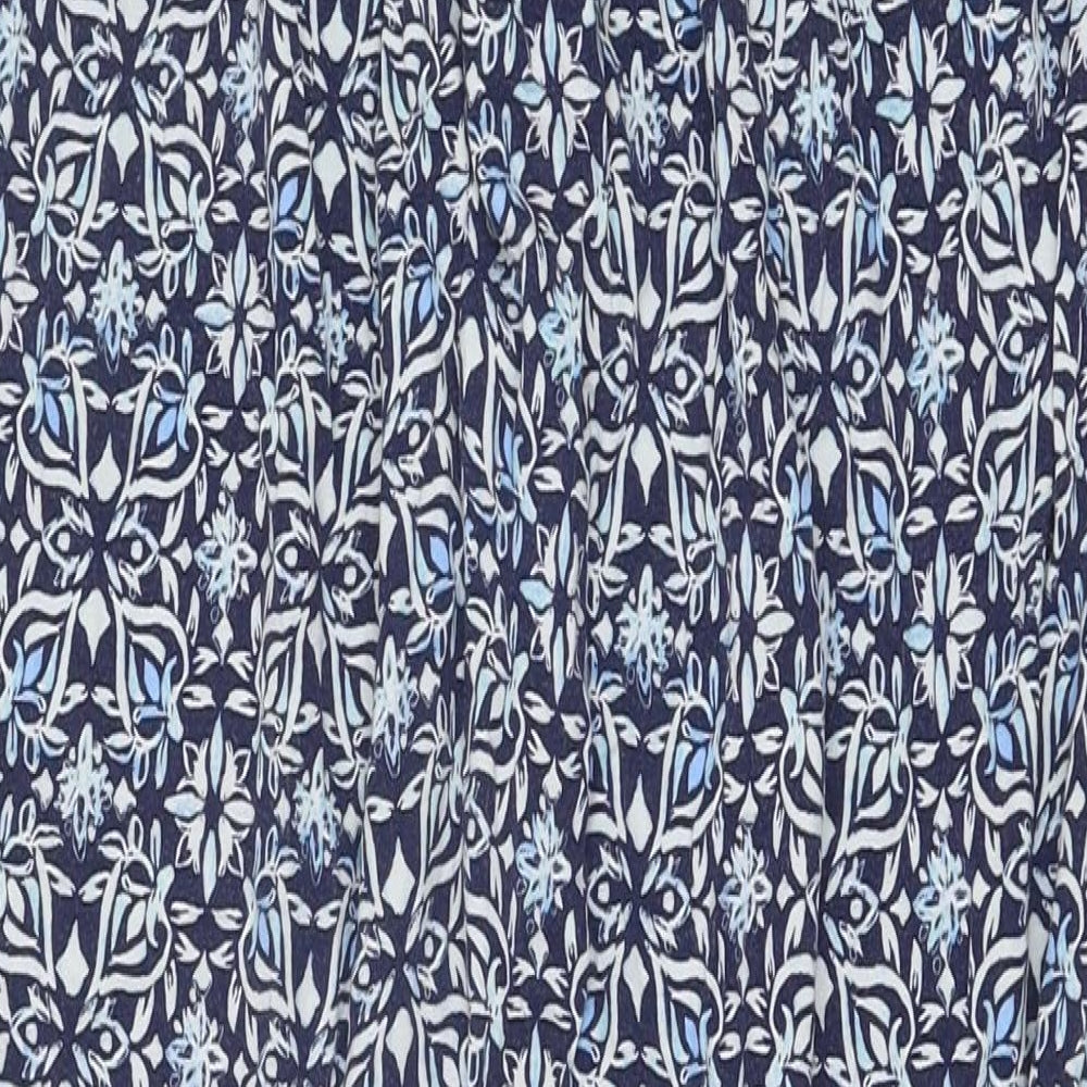 Nutmeg Womens Blue Geometric Viscose Trousers Size 12 Regular