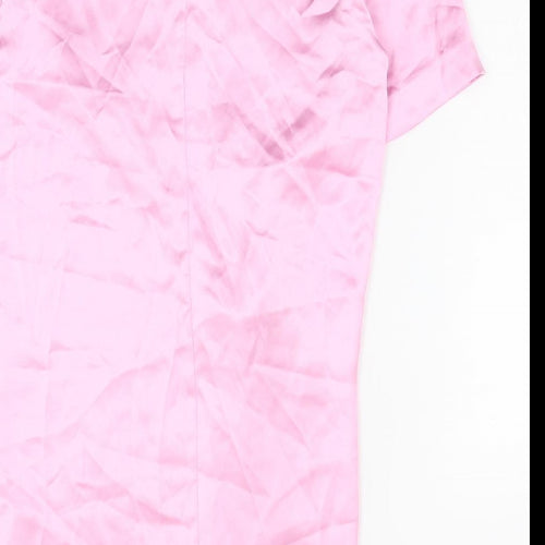 Zara Womens Pink Polyester T-Shirt Dress Size S Round Neck Zip