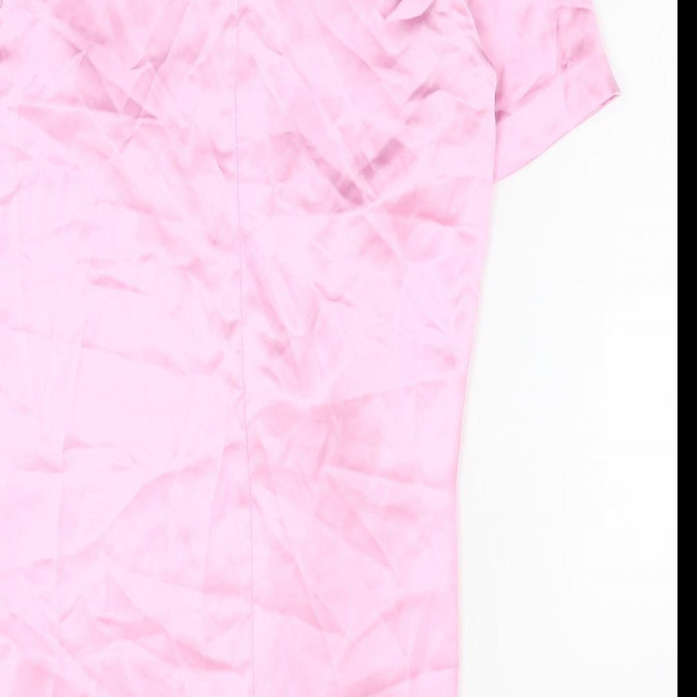 Zara Womens Pink Polyester T-Shirt Dress Size S Round Neck Zip