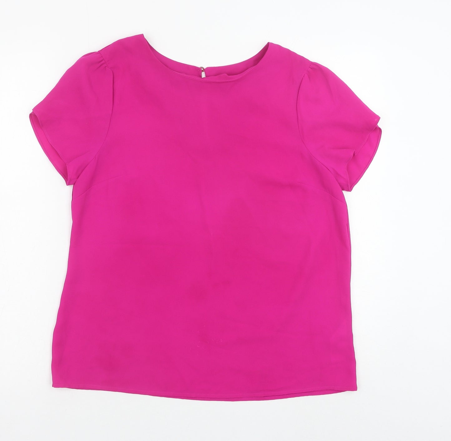 Oasis Womens Pink Polyester Basic T-Shirt Size 12 Boat Neck