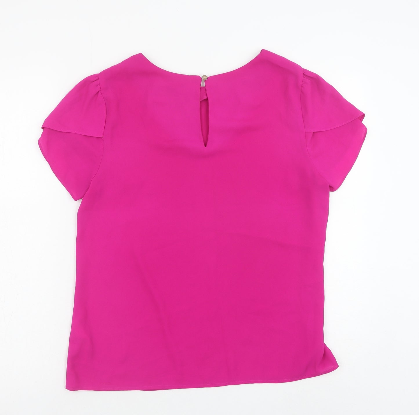 Oasis Womens Pink Polyester Basic T-Shirt Size 12 Boat Neck