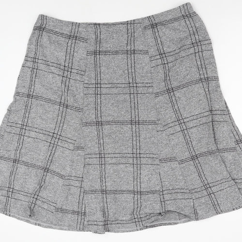 Nutmeg Womens Grey Check Cotton A-Line Skirt Size 22