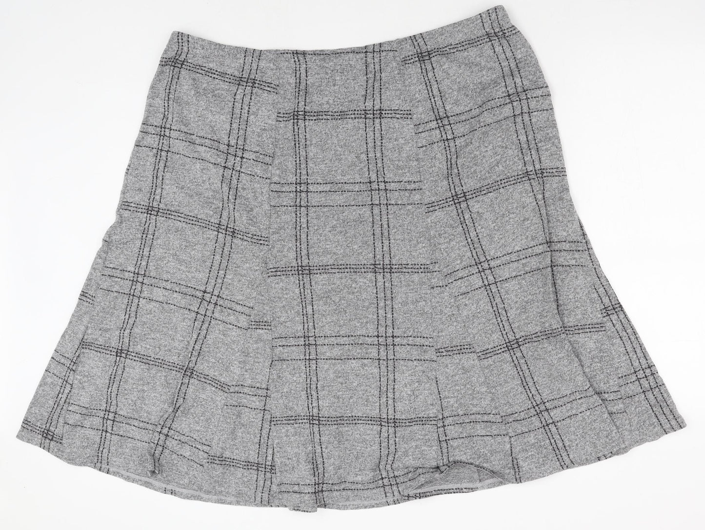 Nutmeg Womens Grey Check Cotton A-Line Skirt Size 22