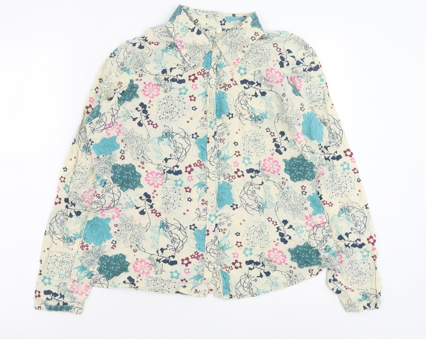 Mistral Womens Multicoloured Floral Cotton Basic Button-Up Size 16 Collared