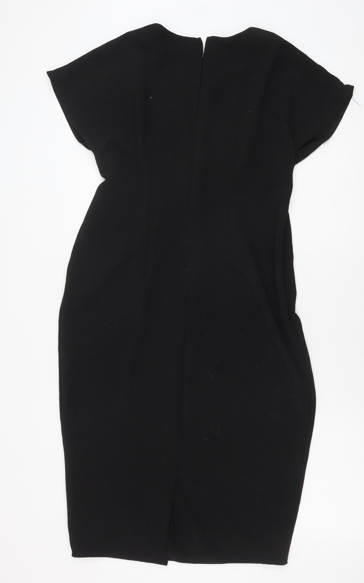 ASOS Womens Black Polyester Pencil Dress Size 14 Round Neck Zip