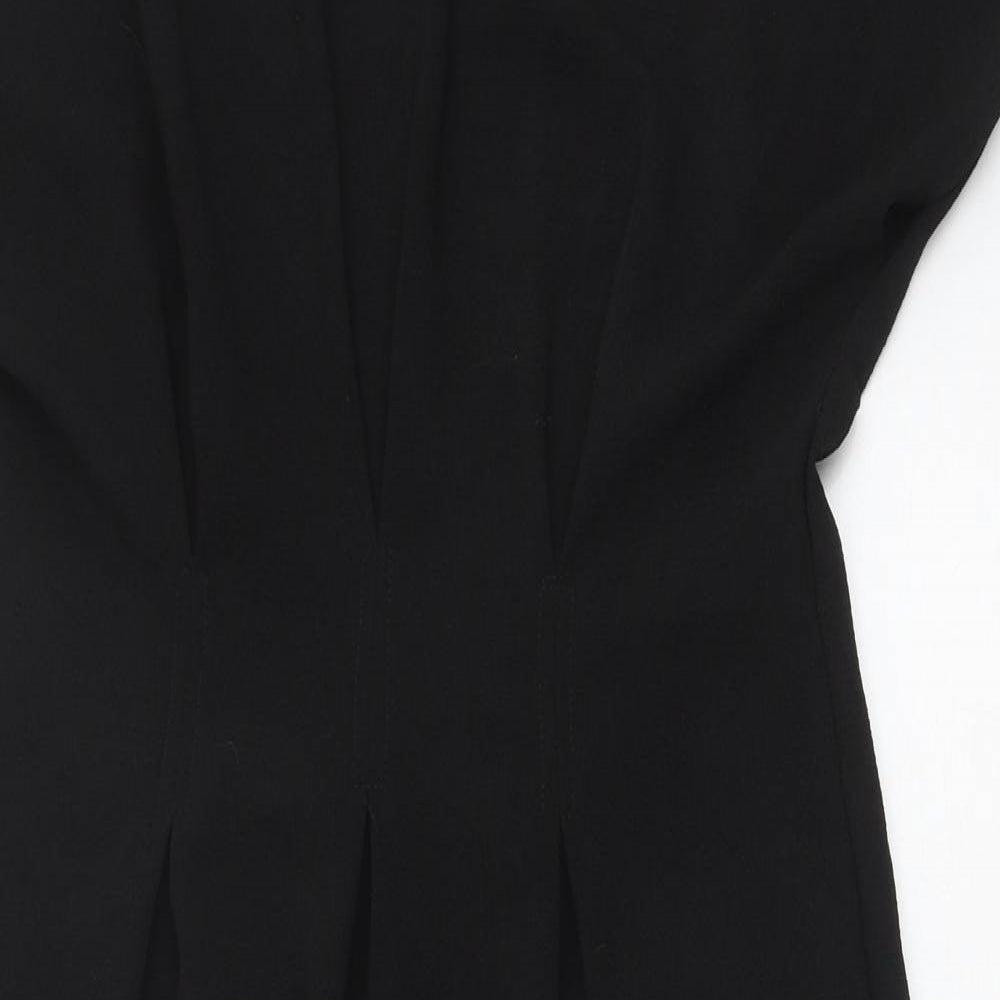 ASOS Womens Black Polyester Pencil Dress Size 14 Round Neck Zip