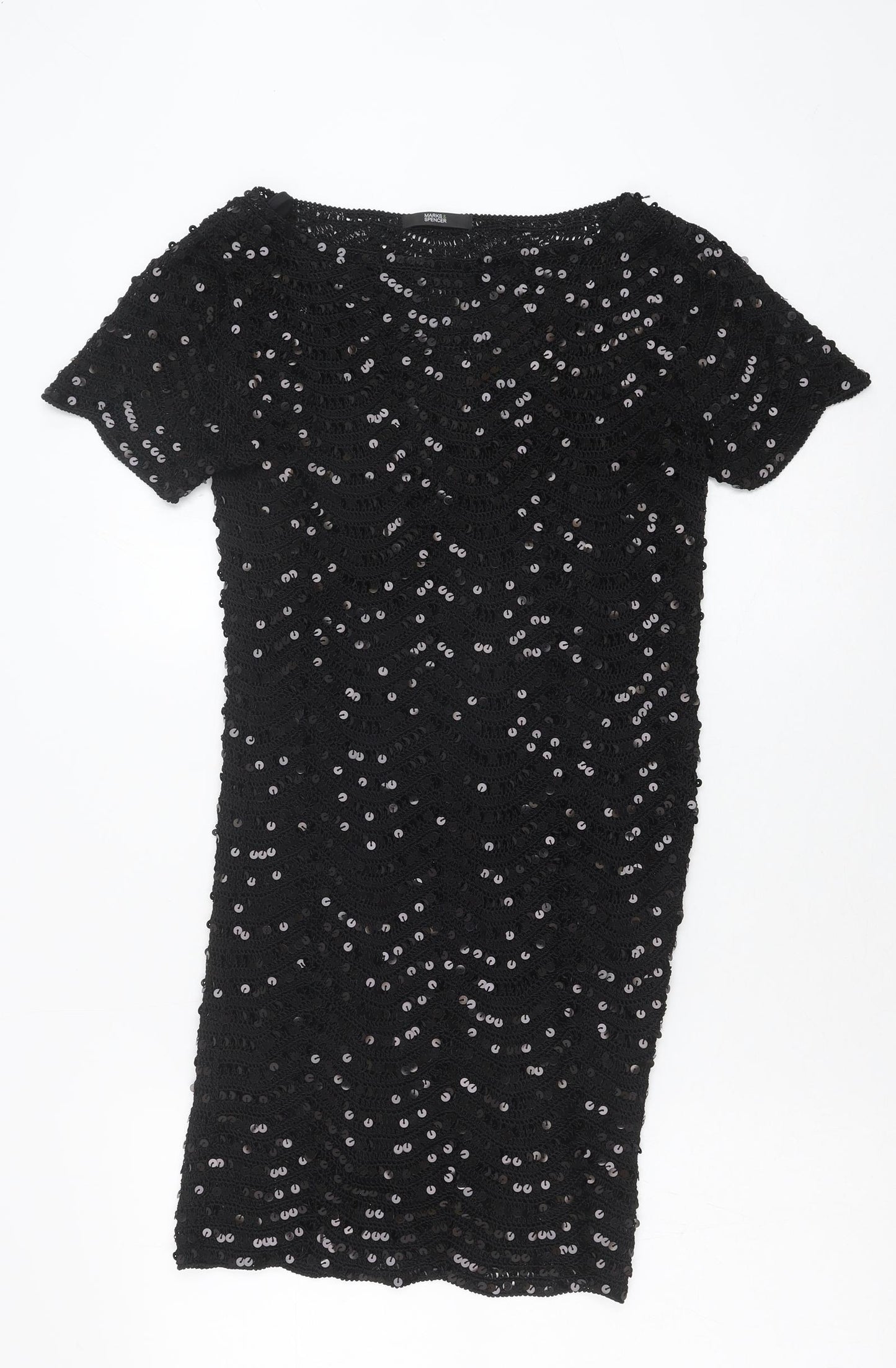Marks and Spencer Womens Black Viscose Mini Size 12 Round Neck Pullover