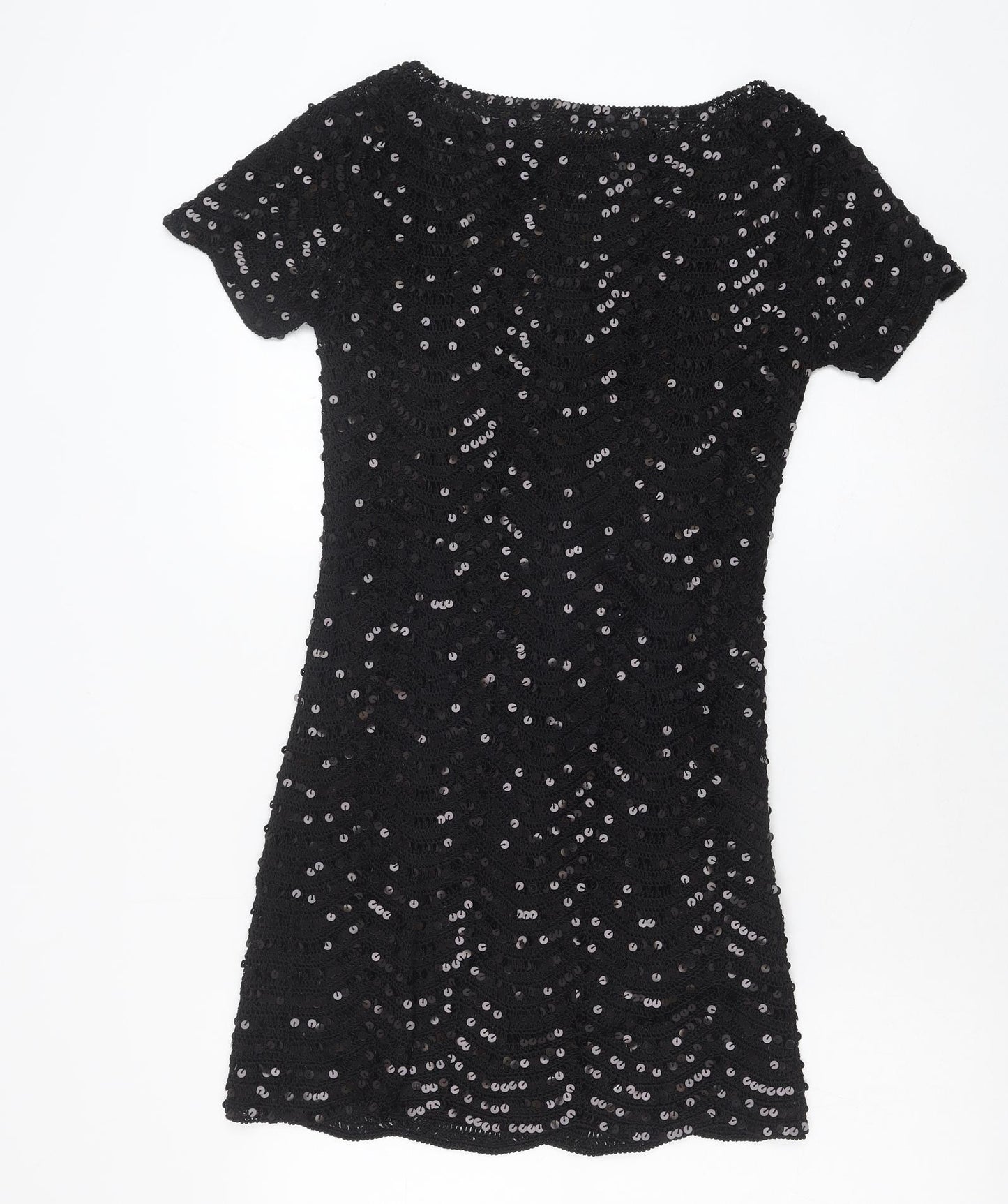 Marks and Spencer Womens Black Viscose Mini Size 12 Round Neck Pullover