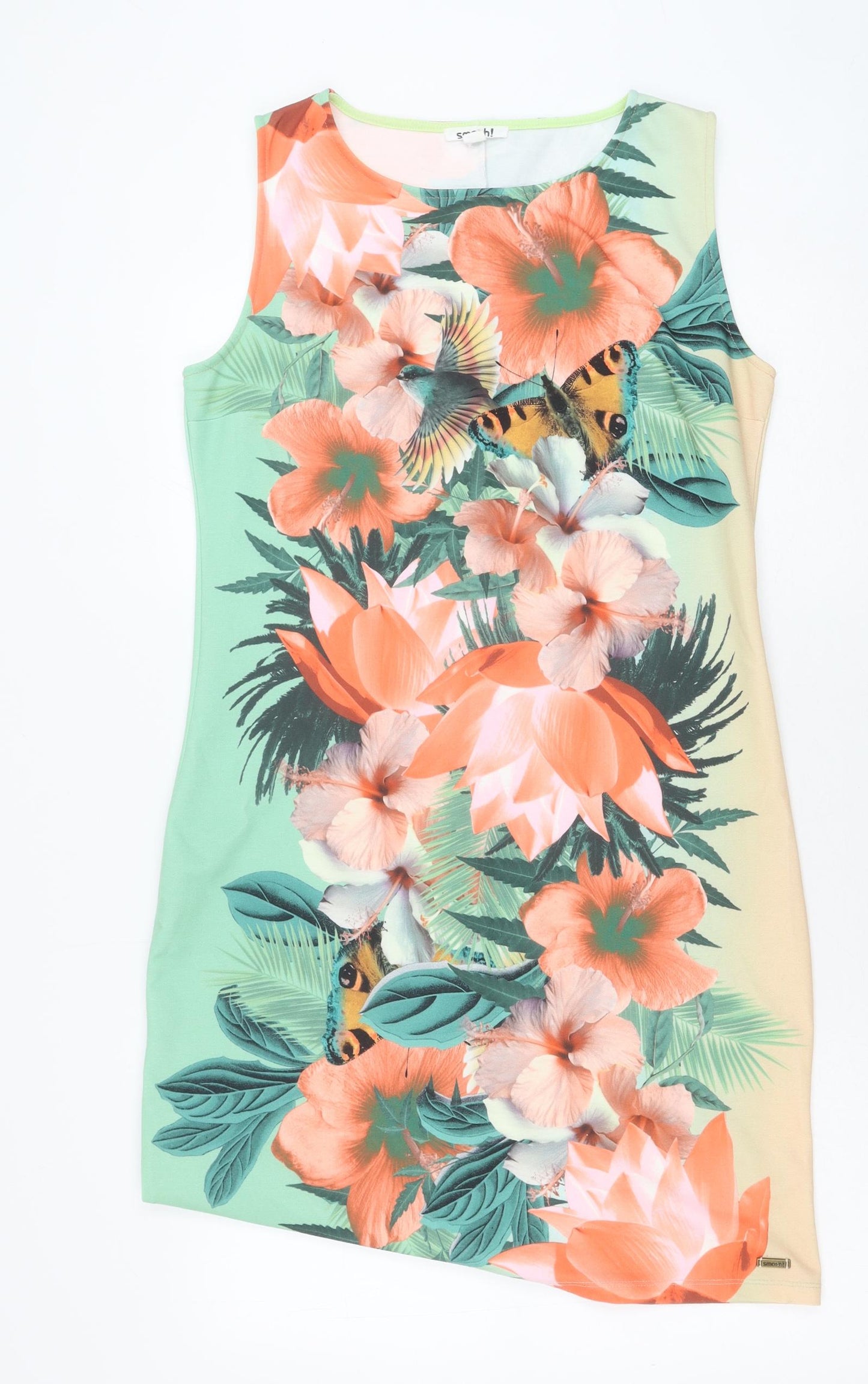 Smash Womens Green Floral Polyester Sheath Size XL Round Neck Pullover