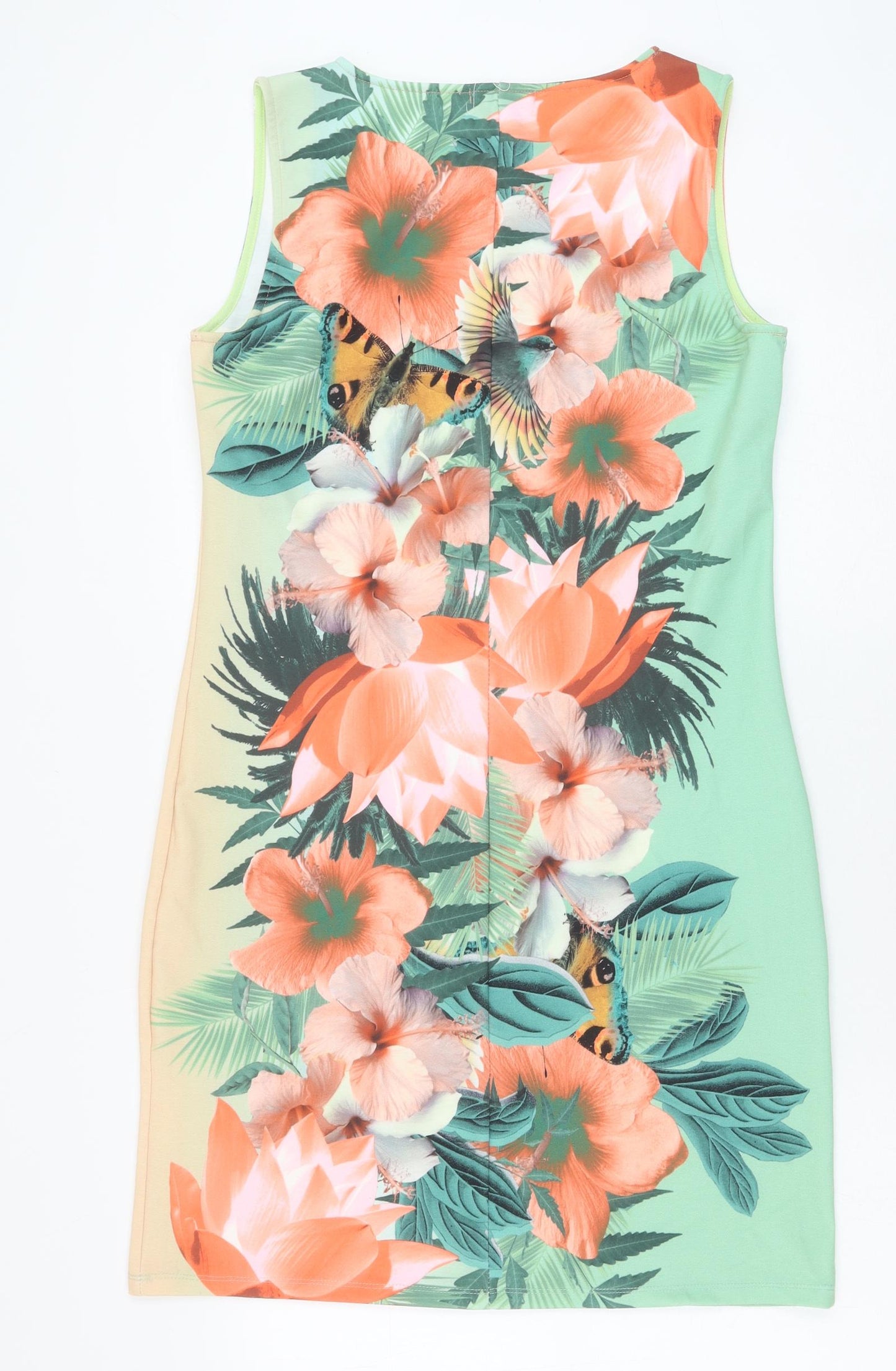 Smash Womens Green Floral Polyester Sheath Size XL Round Neck Pullover