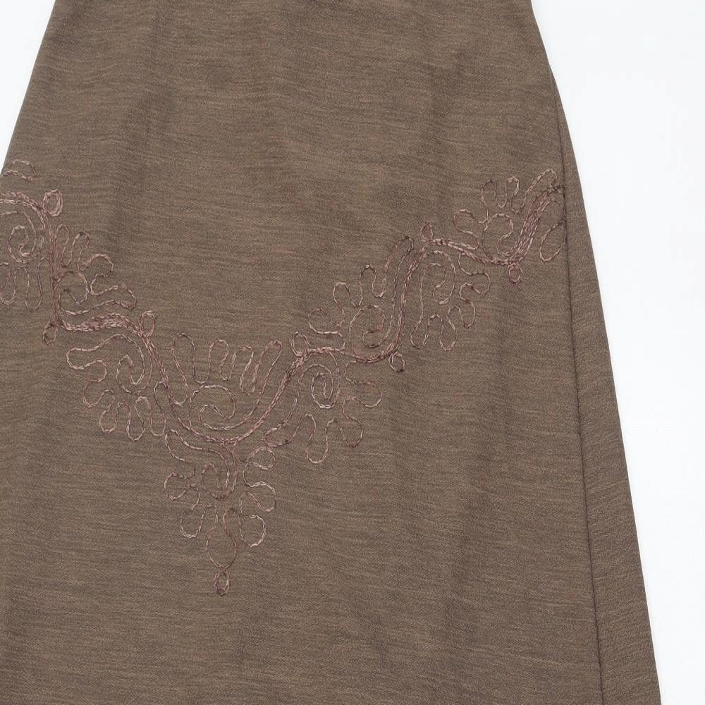 Preworn Womens Brown Polyester A-Line Skirt Size 26 in