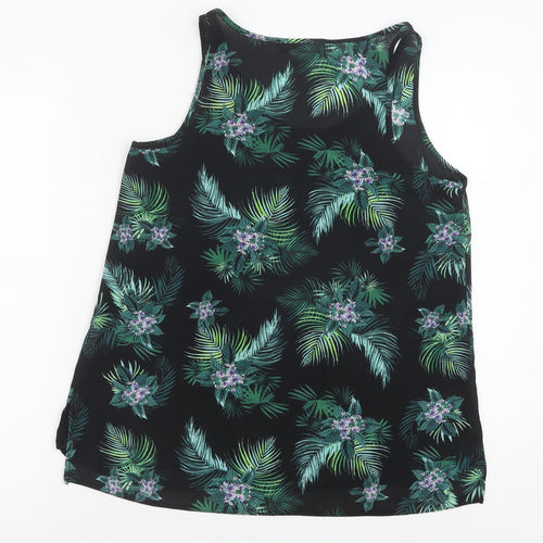 Primark Womens Green Floral Polyester Basic Tank Size 10 Scoop Neck - Leaf Print