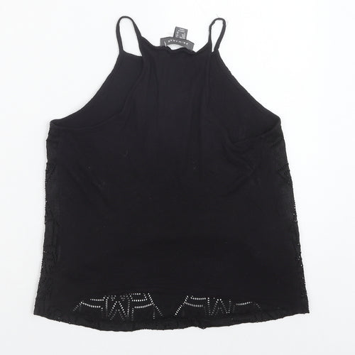 Primark Womens Black Geometric Polyester Basic Tank Size 6 Round Neck