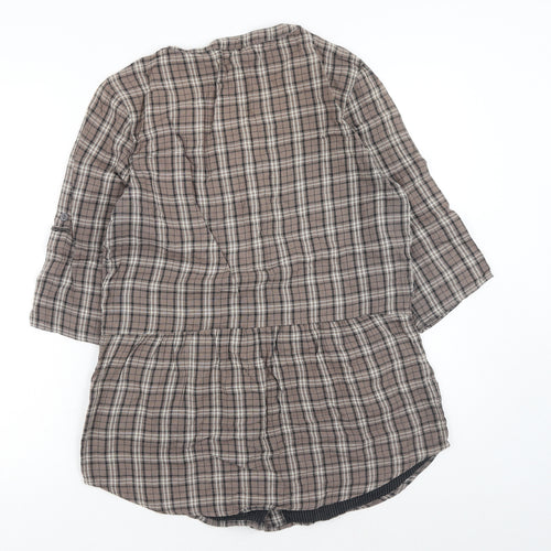 Canyon River Blues Womens Brown Plaid Cotton Basic Button-Up Size L Scoop Neck