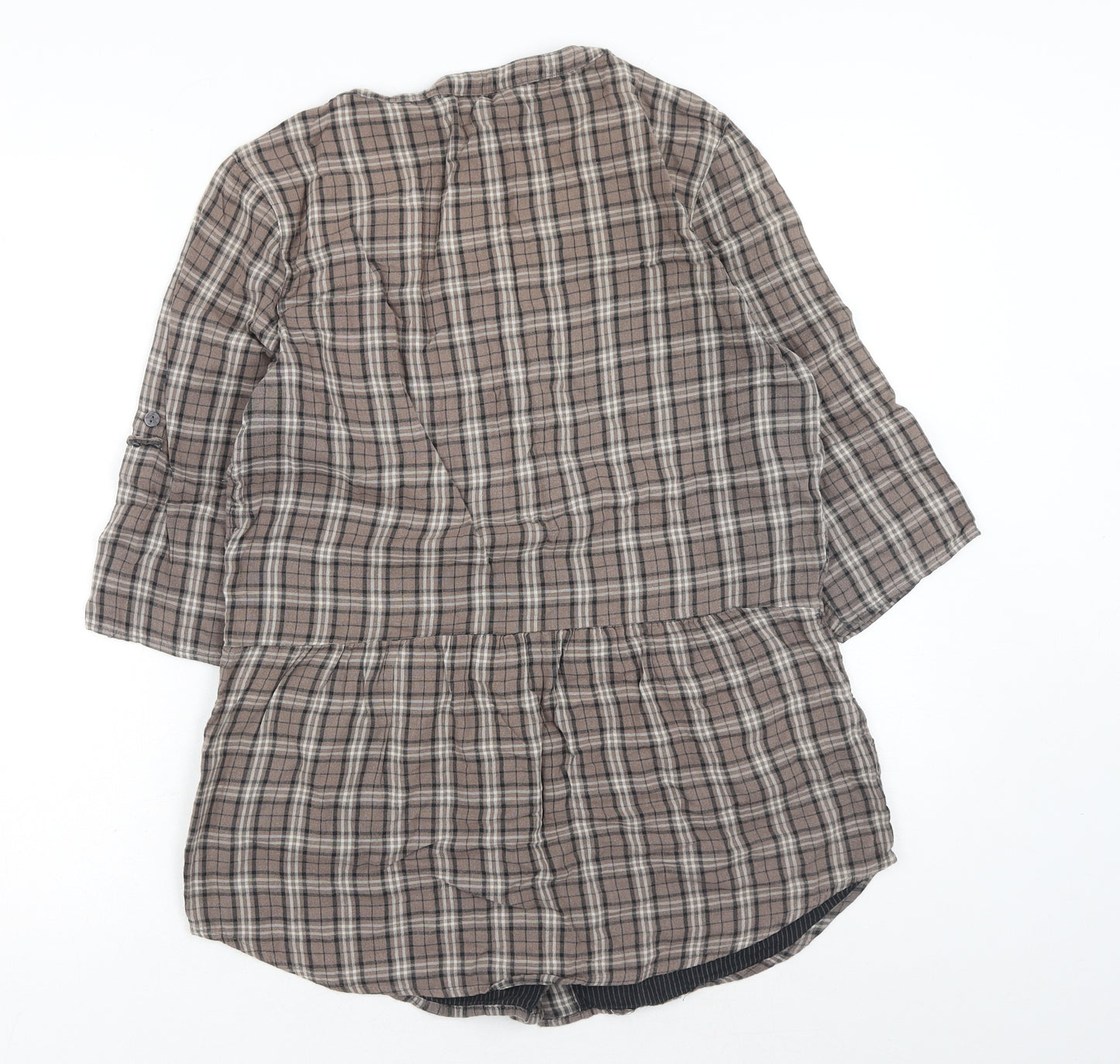 Canyon River Blues Womens Brown Plaid Cotton Basic Button-Up Size L Scoop Neck