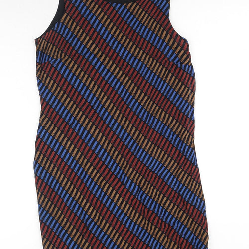 NEXT Womens Blue Geometric Polyester Bodycon Size 10 Scoop Neck Zip