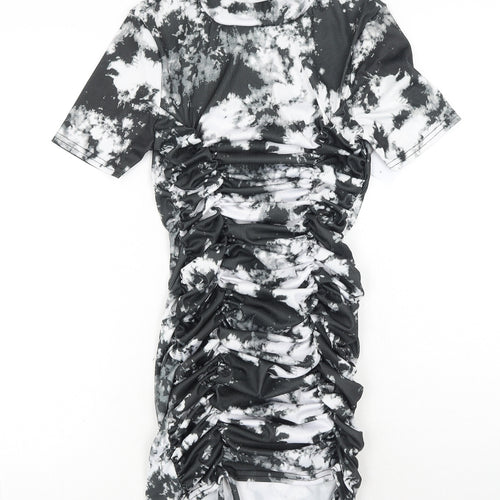 Vivichi Womens Grey Tie Dye Polyester Bodycon Size S Mock Neck Pullover