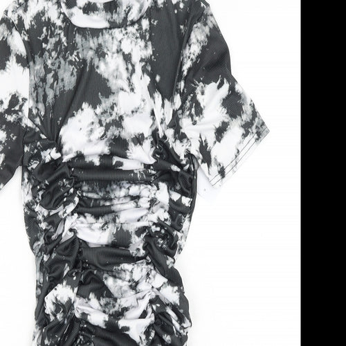 Vivichi Womens Grey Tie Dye Polyester Bodycon Size S Mock Neck Pullover