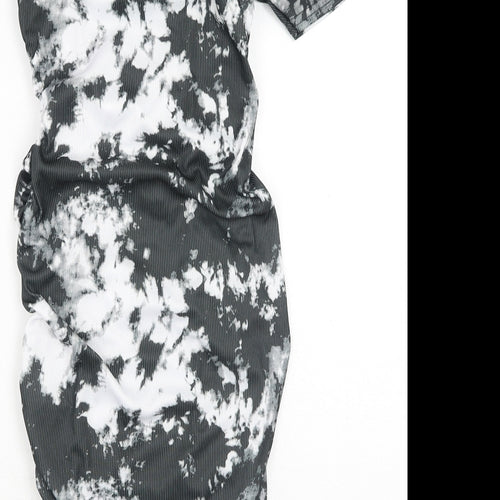 Vivichi Womens Grey Tie Dye Polyester Bodycon Size S Mock Neck Pullover