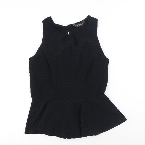 Miss Selfridge Womens Black Polyester Basic Blouse Size 10 Round Neck