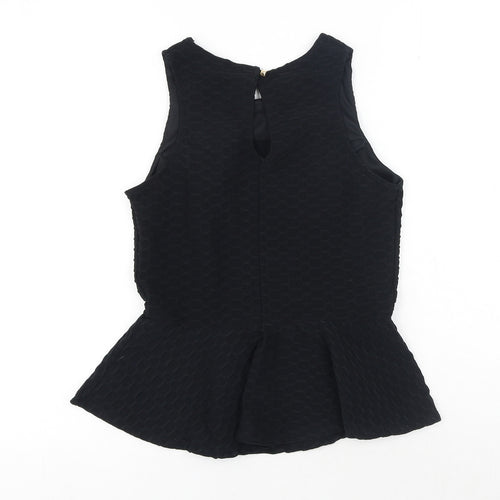 Miss Selfridge Womens Black Polyester Basic Blouse Size 10 Round Neck