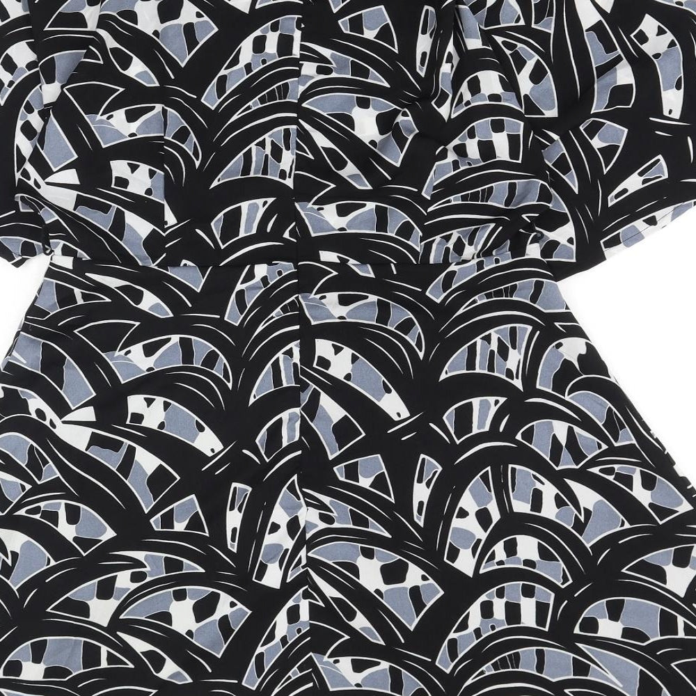 Glamourous Womens Grey Geometric Polyester Skater Dress Size M Boat Neck Zip