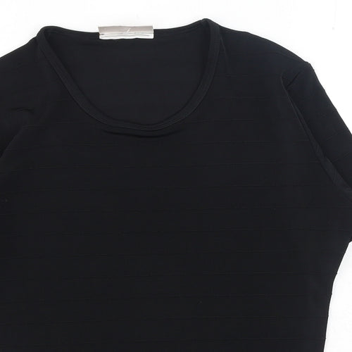 Country Casuals Womens Black Polyester Basic T-Shirt Size S Scoop Neck