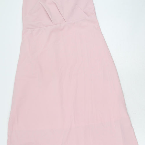 SheIn Womens Pink Polyester A-Line Size L V-Neck Pullover