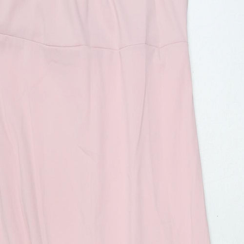 SheIn Womens Pink Polyester A-Line Size L V-Neck Pullover
