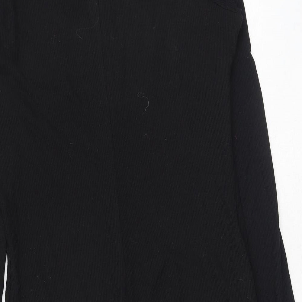 New Look Womens Black Cotton Skater Dress Size 14 Mock Neck Zip