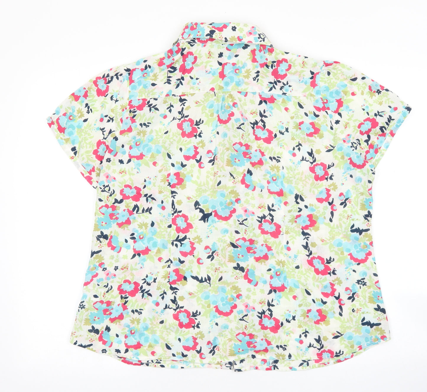 Marks and Spencer Womens Multicoloured Floral 100% Cotton Basic Button-Up Size 18 Collared