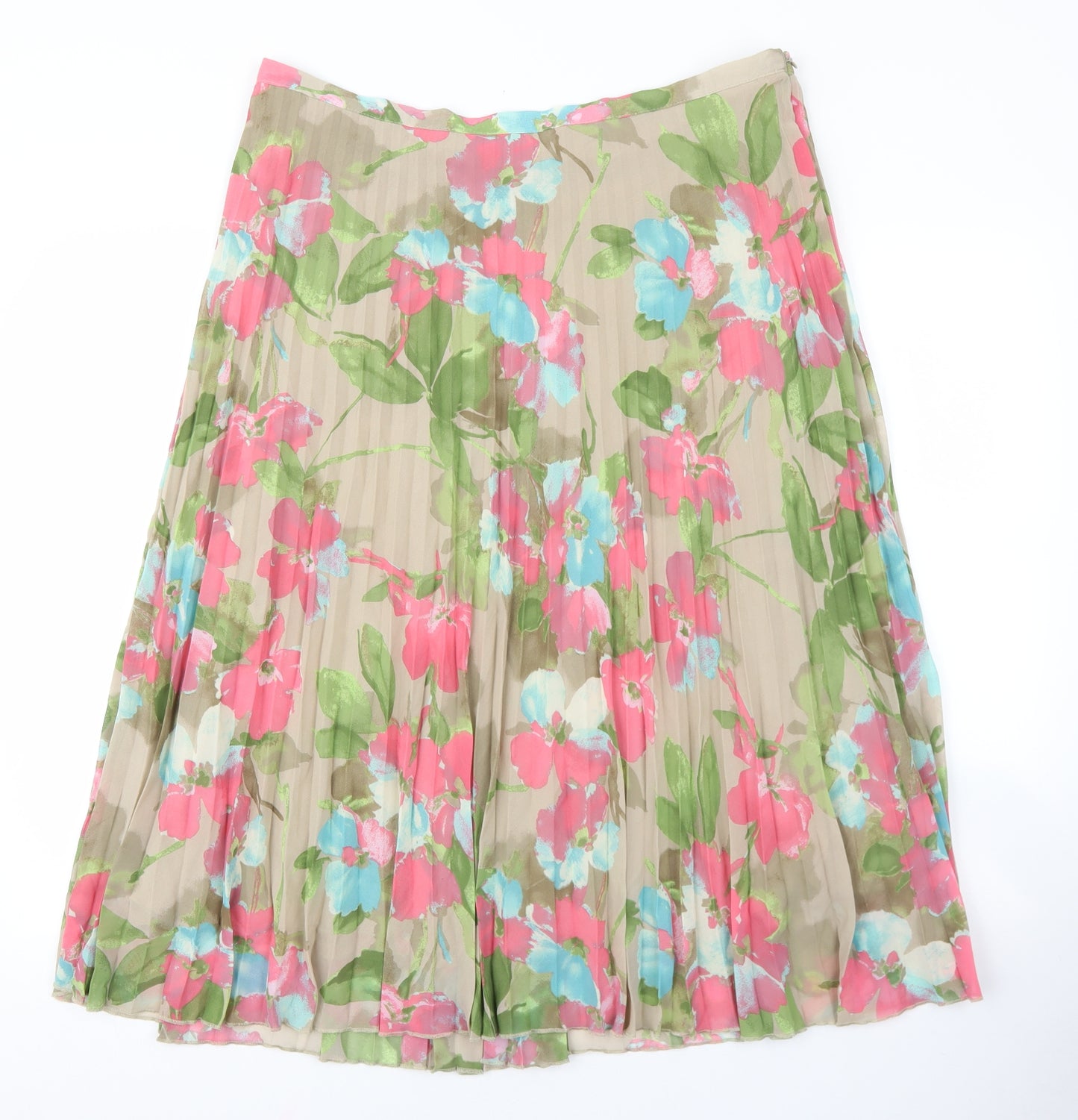 Marks and Spencer Womens Multicoloured Geometric Polyester Pleated Skirt Size 18 Zip