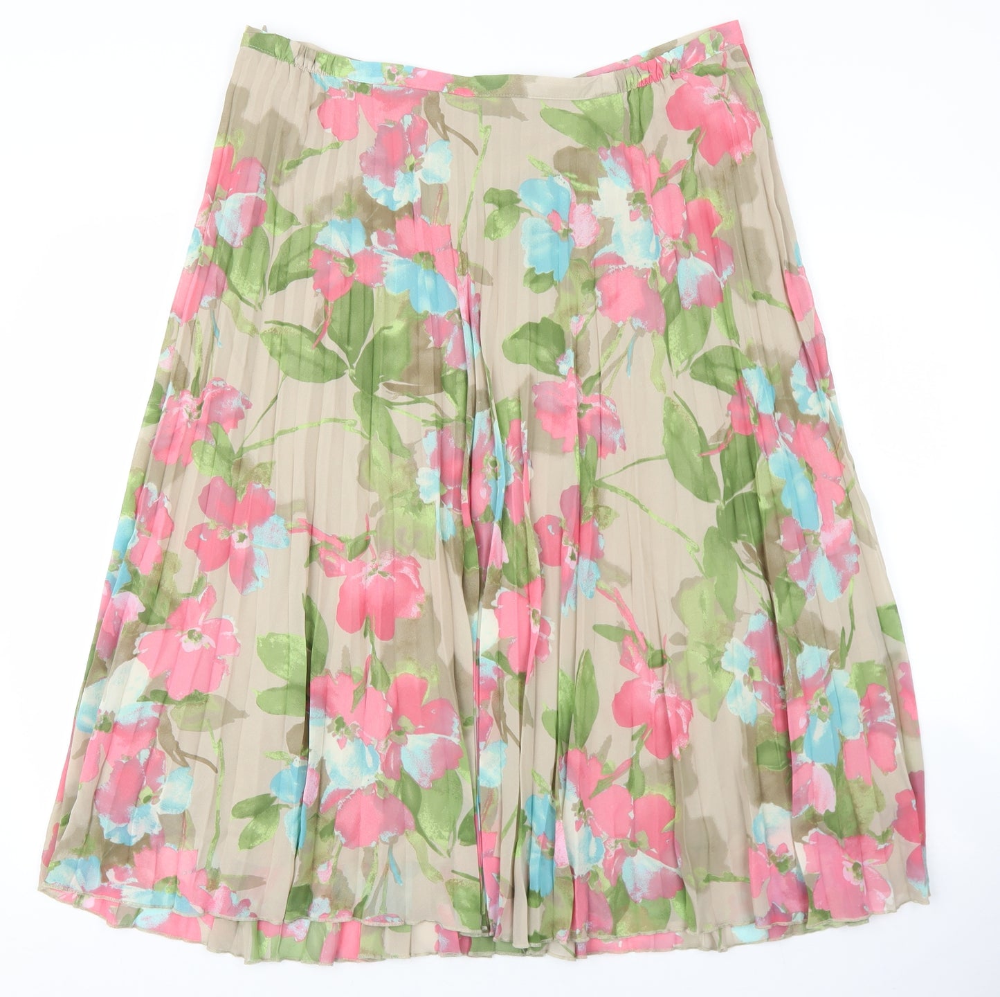 Marks and Spencer Womens Multicoloured Geometric Polyester Pleated Skirt Size 18 Zip