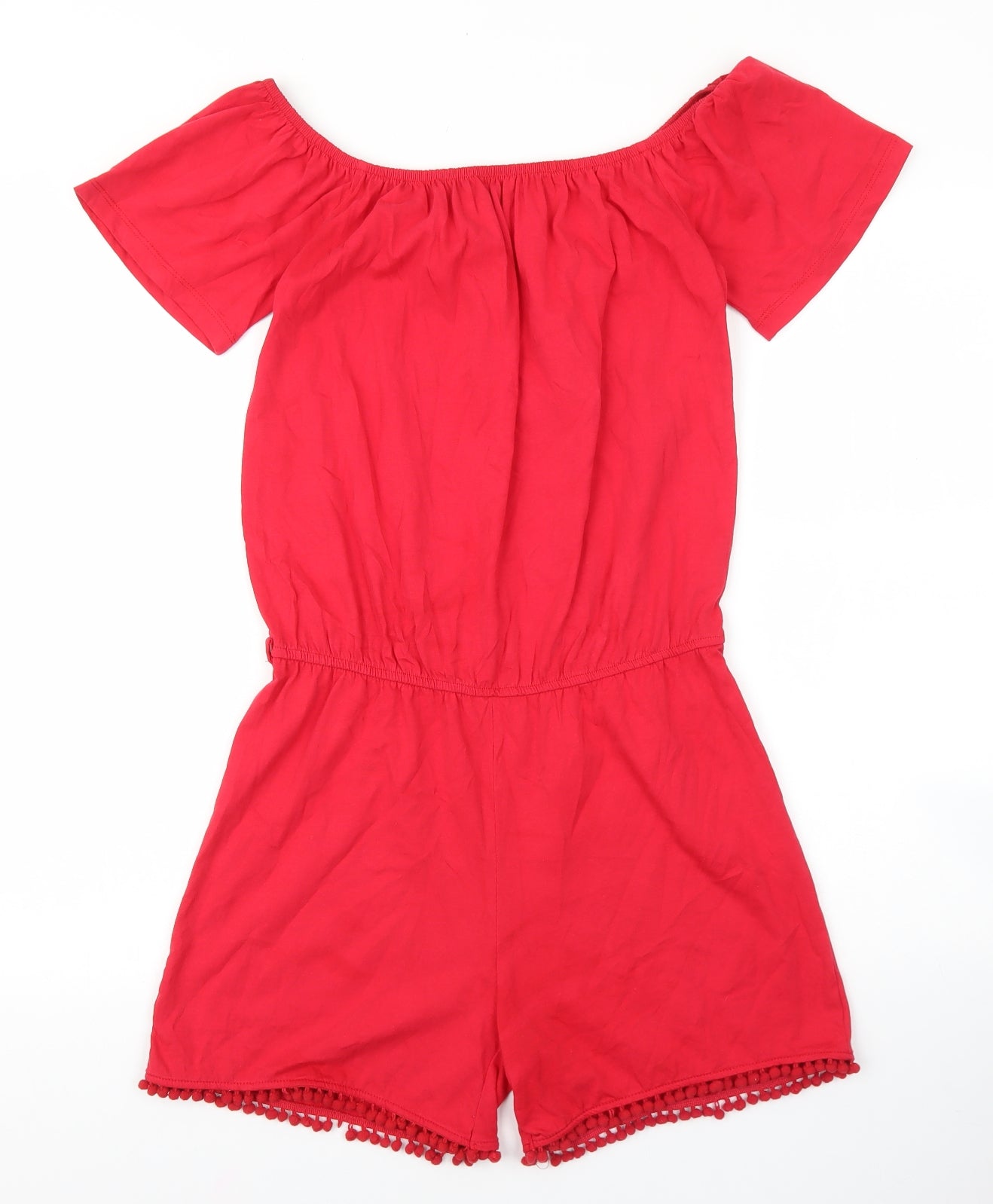 LCW Casual Womens Red 100% Cotton Playsuit One-Piece Size S Pullover