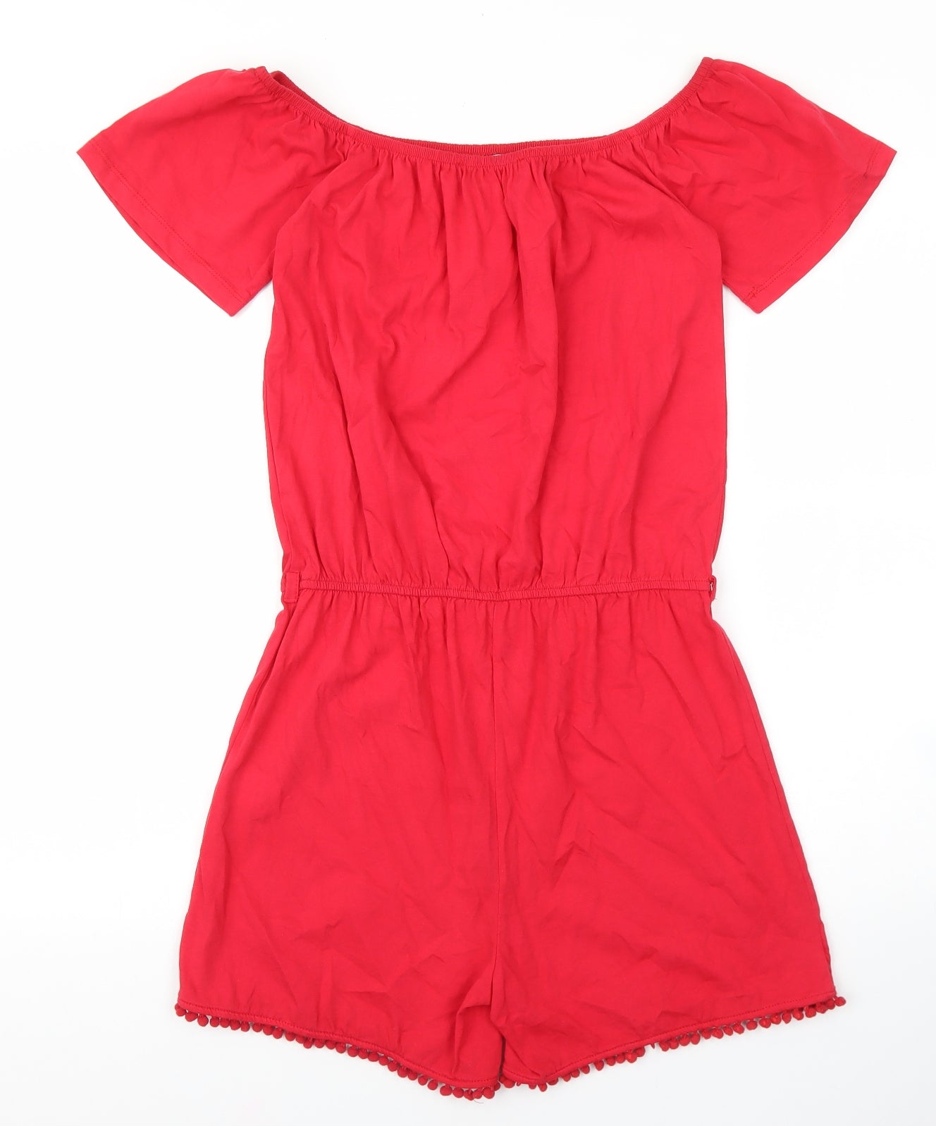 LCW Casual Womens Red 100% Cotton Playsuit One-Piece Size S Pullover
