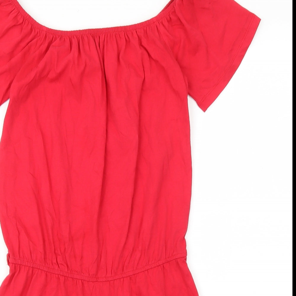 LCW Casual Womens Red 100% Cotton Playsuit One-Piece Size S Pullover