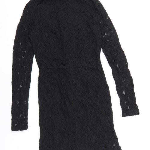 FOREVER 21 Womens Black Cotton Bodycon Size S Mock Neck Zip