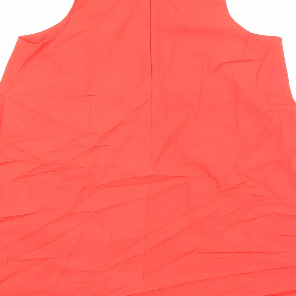 Zara Womens Red Viscose Trapeze & Swing Size M Round Neck Zip
