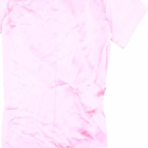 Zara Womens Pink Polyester T-Shirt Dress Size XS Round Neck Zip
