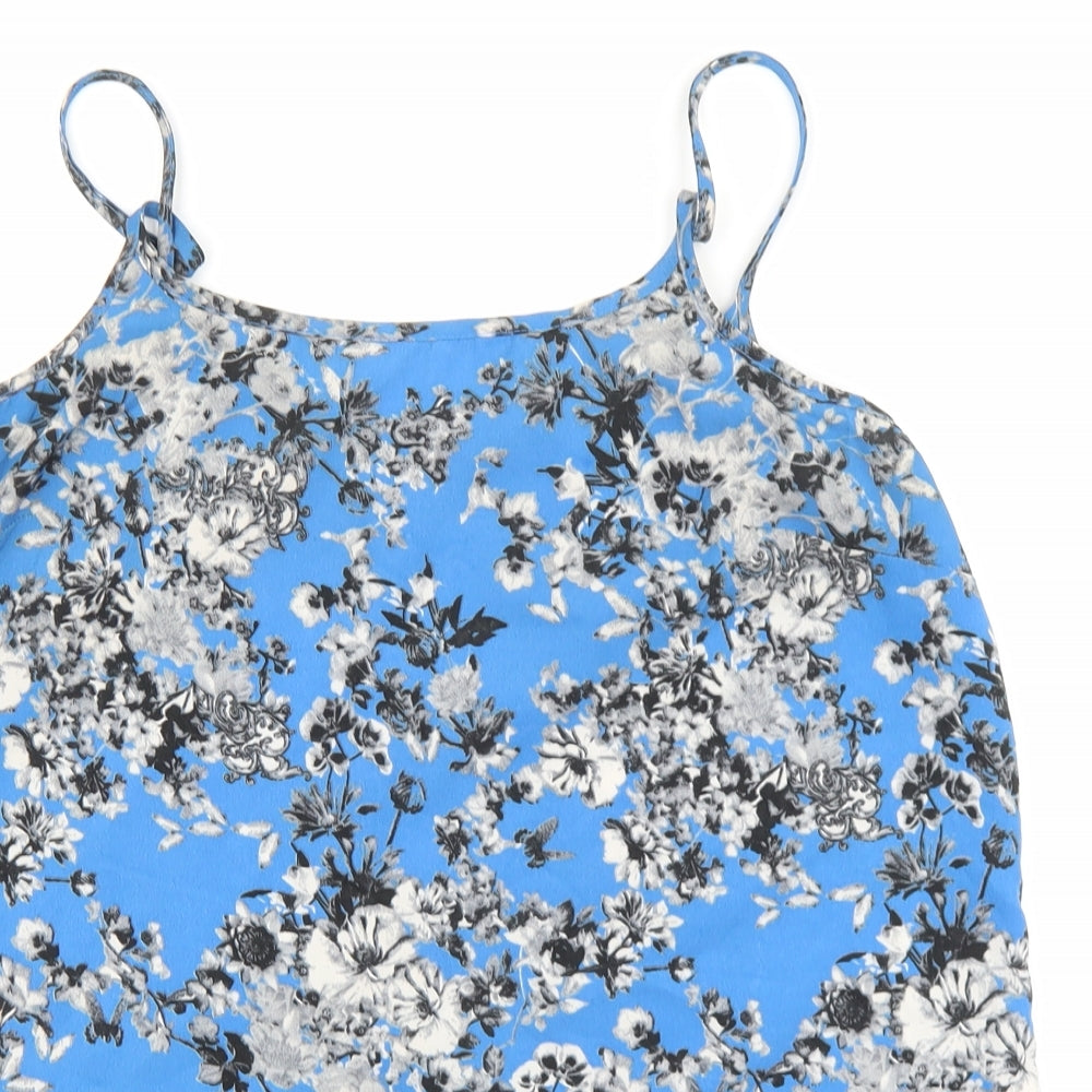 Primark Womens Blue Floral Polyester Camisole Tank Size 12 Scoop Neck