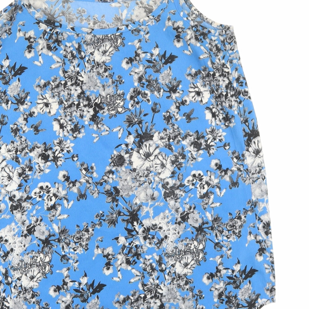 Primark Womens Blue Floral Polyester Camisole Tank Size 12 Scoop Neck