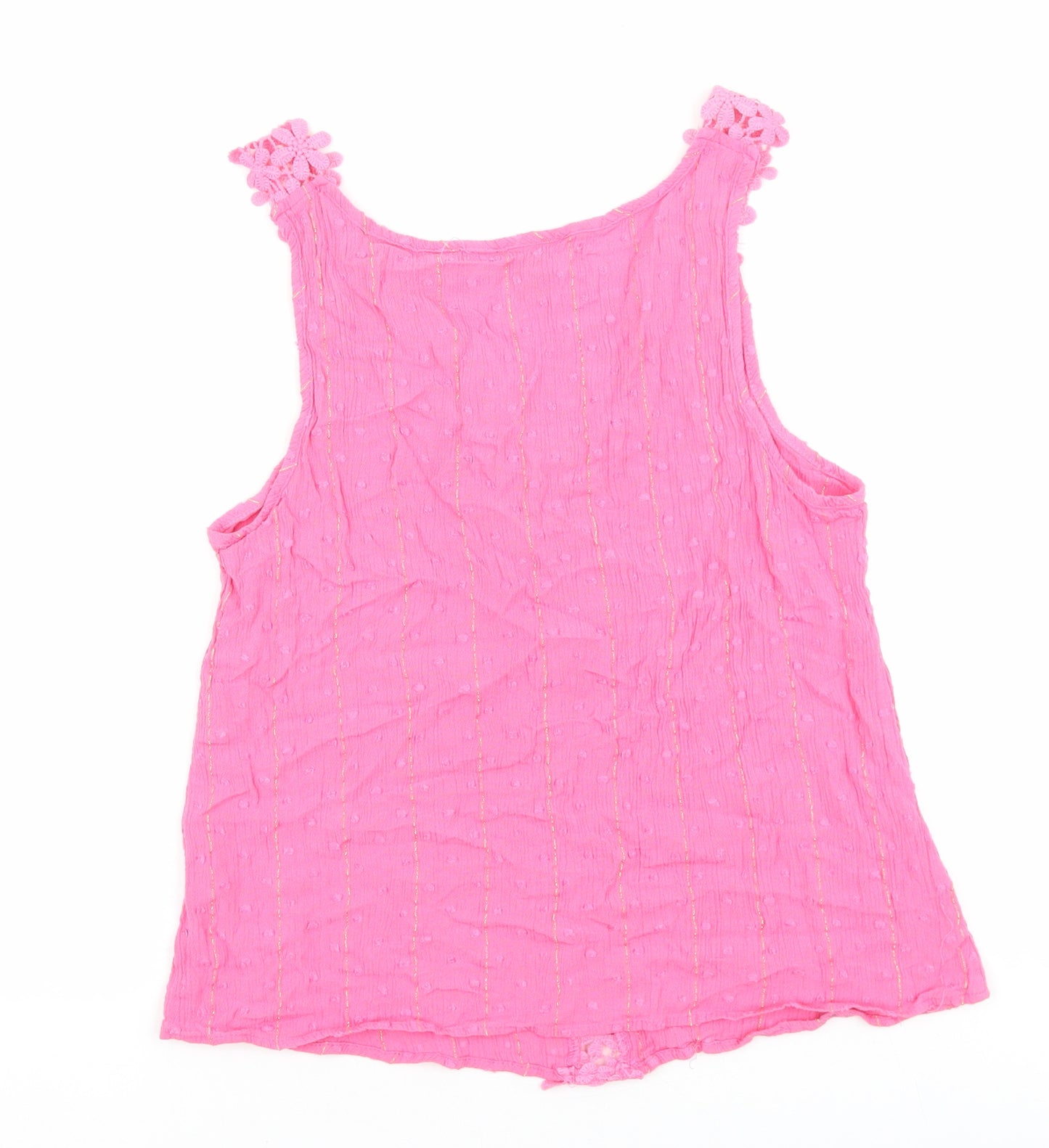 SheIn Womens Pink Polyester Basic Tank Size M V-Neck