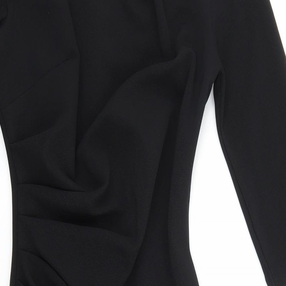 Catwalk Womens Black Polyester Sheath Size M Boat Neck Zip
