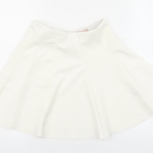 Bershka Womens White Viscose Skater Skirt Size M