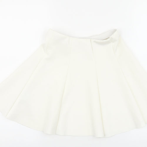 Bershka Womens White Viscose Skater Skirt Size M
