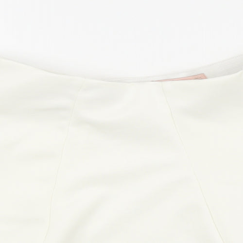 Bershka Womens White Viscose Skater Skirt Size M