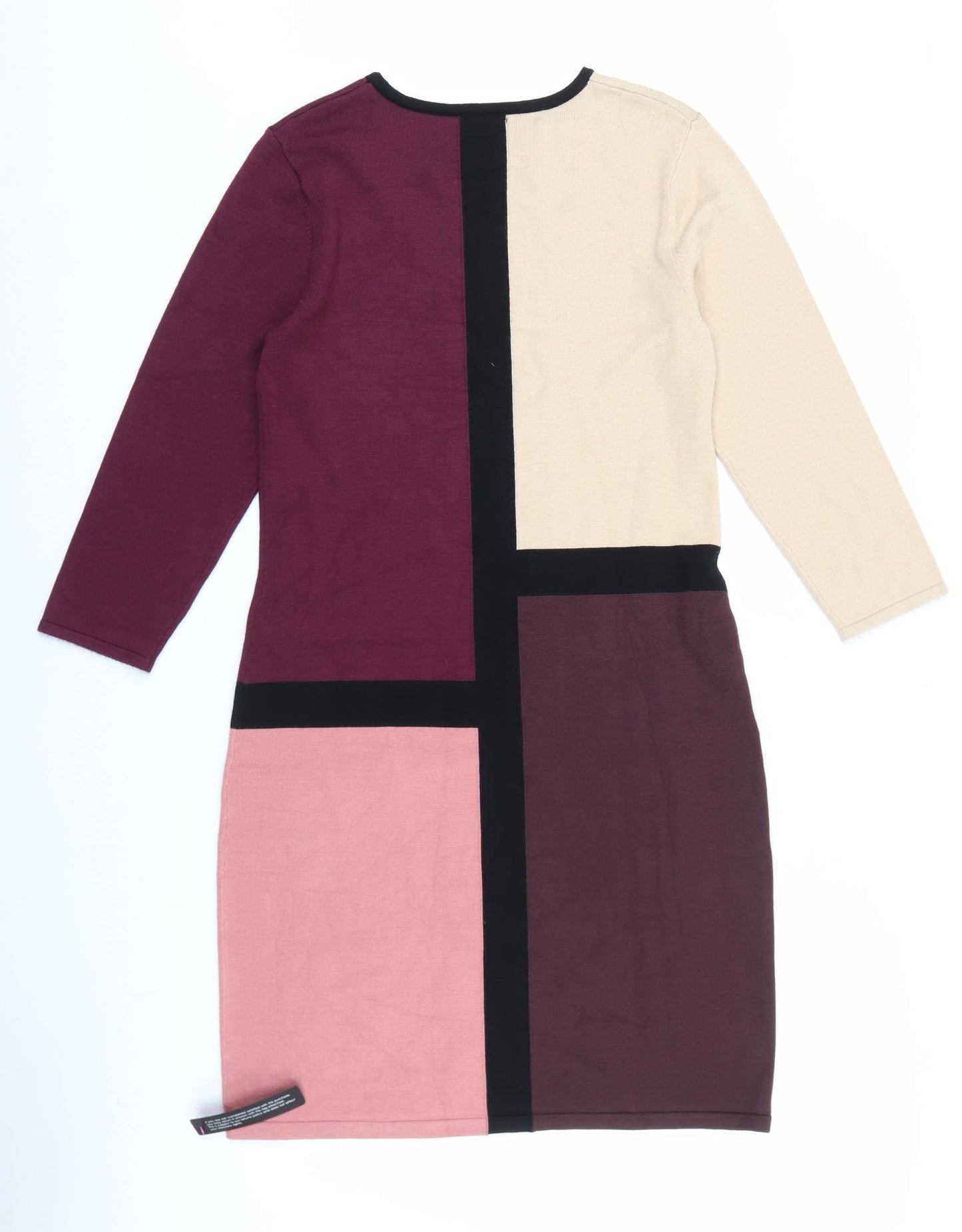 Roman Womens Multicoloured Colourblock Viscose Sheath Size 12 Round Neck Pullover